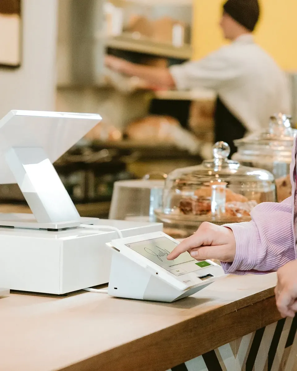 Deli and bakery counter checkout with a dual-screen POS